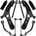 10Pcs Front End Suspension Kit Fit For 2011-2016 Hy-undai Elantra Sedan, 12-17 Veloster, 2 Lower Control Arm w/Ball Joint 2 Sway Bar Link 4 Outer & Inner Tie Rod End (# K622232 K622646 EV800886)