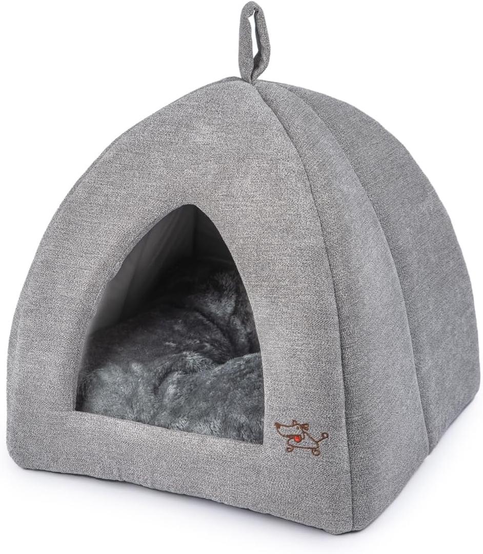 Best Pet Supplies Dog House Bed Crate Mat Tent Indoor Round Soft Plush for Small, Medium, and Large Breeds - Gray, 16 x 16 x H:16"