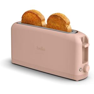 bella 2 Slice Slim Toaster, Fits-anywhere Kitchenware, 6 Setting Shade Control with Reheat & Cancel Buttons, Fits sourdough, 10 Long Slot, Anti Jam & Auto Shutoff, 900 Watt, Blossom