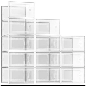 Larger Shoe Storage Boxes Organizers for Closet 9 Pack, Fit Size 11, Clear Plastic Stackable Sneaker Containers for Entryway, Space Saving Shoe Rack Bin Holder