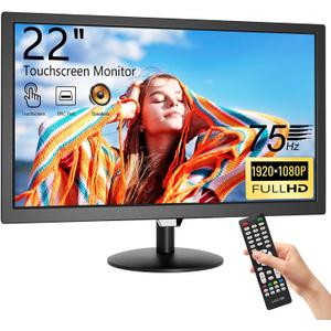 22-Inch Touchscreen Monitor FHD 1920x1080P 75 Hz Computer Monitor PC Monitor with HDMI, BNC, VGA,Multi-Touch Display, Adjustable Angle, Built-in Speakers