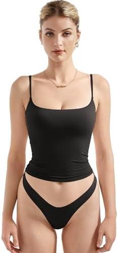 SUUKSESS Women Sexy Square Neck Tank Top Summer Y2K Going Out Basic Cami Shirt.S