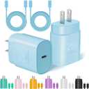 Type C Charger Fast Charging, 2Pack [10FT&6FT] Long USB C Cable with 25W Phone Super Fast Charger Block Compatible with Galaxy S25/S24/Plus/Ultra,iPhone 15/16/17/Air/Plus/Pro Max (Blue)