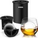 Clear Ice Cube Maker, 2.5" Stainless Steel Crystal Clear Ice Ball Maker, Non-BPA Premium Silicone Ice Cube Molds for Whiskey & Cocktails, Easy-Release Sphere Ice Maker, Bourbon Gifts for Men (1 PACK) (Black)