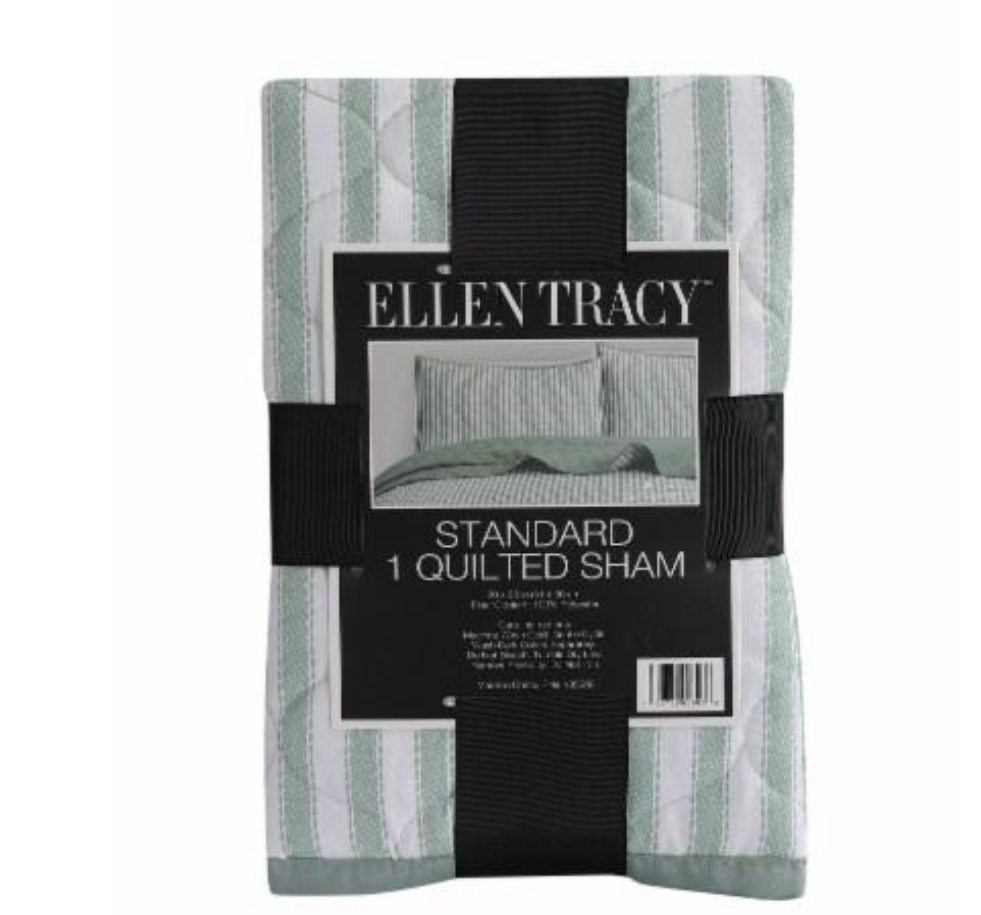 Ellen Tracy Stripe Single Standard Quilted Sham, 20x36 100%Polyester