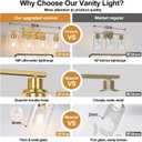 Indoi 4-Light Vanity Lights with Clear Glass Shades, Brushed Gold Bathroom Light Fixtures Over Mirror, Modern Bathroom Wall Lamp for Mirror Living Room Cabinet Bedroom Porch