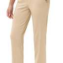 25"/27" Womens Golf Pants Stretch Travel Ankle Cropped Pant High Waist with Zipper Pockets 7/8 Work Business Casual (X-Small, Khaki)