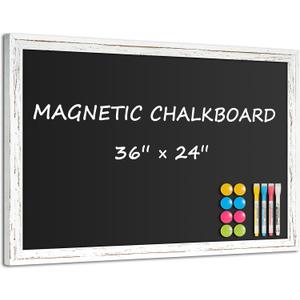 Rustic Wood Framed Chalkboard, 36" x 24" Wall-Mounted Blackboard for Kitchen, Restaurant Menu, Office & Home Dcor