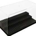 Acrylic Minifigure Display Case Stackable Action Figures Blocks Display Box, Clear Dustproof Display Case Box for Lego Lovers (1 Pack, Black)
