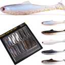 3/3.5/4 Inch Life-Like Shad Paddle Tail Swimbaits with 3D Red Eyes, 5 Natural Colors Soft Plastic Bass Fishing Lures, 4 in, 18pcs