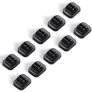 10Pack [Spring Fixed] Cord Holder Clips, Cord Organizer for Desk - Lamicall Adjustable Clips Cable Management, Phone Charger Cord Holder, Wall Car Desktop Nightstand Wire Cord Organizer (Black)