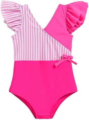 Mioglrie Toddler Baby Swimsuit Girl Bathing Suit Girl 3T 4T Girls One Piece Swimsuits Color Block Swimwear