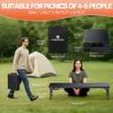 FUNYKICH 3.8ft Low Folding Picnic Table(45.7''x15.7''x10.3''), Thicker Aluminum Legs Beach Table with Handle & Carry Bag, Lightweight Small Camping Table for Picnic Beach Camping Party, Black