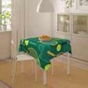 Tennis Rackets and Balls Tablecloth Square 60 Inch Green Waterproof Table Cover for Party Picnic Dining Room Kitchen BBQ Wedding Indoor Outdoor Table Cloth Home Decor