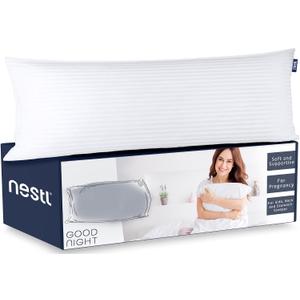 Nestl Body Pillow for Adults - Long Pillow for Bed -Down Alternative Pregnancy Pillow - 100% Cotton Pillow with Polyester Fiber Filling - Soft Pillow for Side Sleeper - 20 x 54 Inches, 1 Count