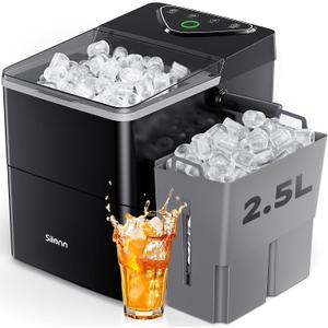 Silonn Countertop Ice Maker with Expanding Ice Basket, 9 Cubes in 6 Mins, 2.5L Ice Basket, Self-Cleaning Ice Maker with LED Touch Control, 2 Bullet Ice Sizes for Home, Kitchen, Office