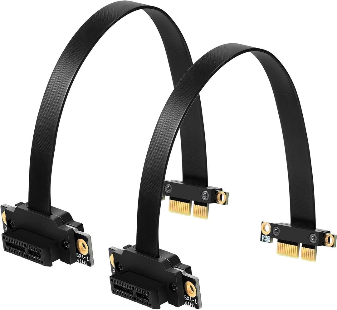 Photect 2 Pieces PCI E PCI Extension Cable PCIE Riser 1X Express 36pin with Gold Plated Connector, 90 Degree, 20 cm