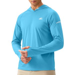 Men's Sun Protection Hoodie Shirt UPF 50+ Long Sleeve Fishing Rash Guard UV SPF Summer Lightweight Hiking Shirt for Men (White, XXL)
