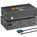 8K HDMI KVM Switch 2 Computers 1 Monitor,USB3.0 8K@60HZ 2 Port kvm Switcher for 1 PC/Laptop to Share Keyboard&Mouse,Remoto Control,EDID Supported