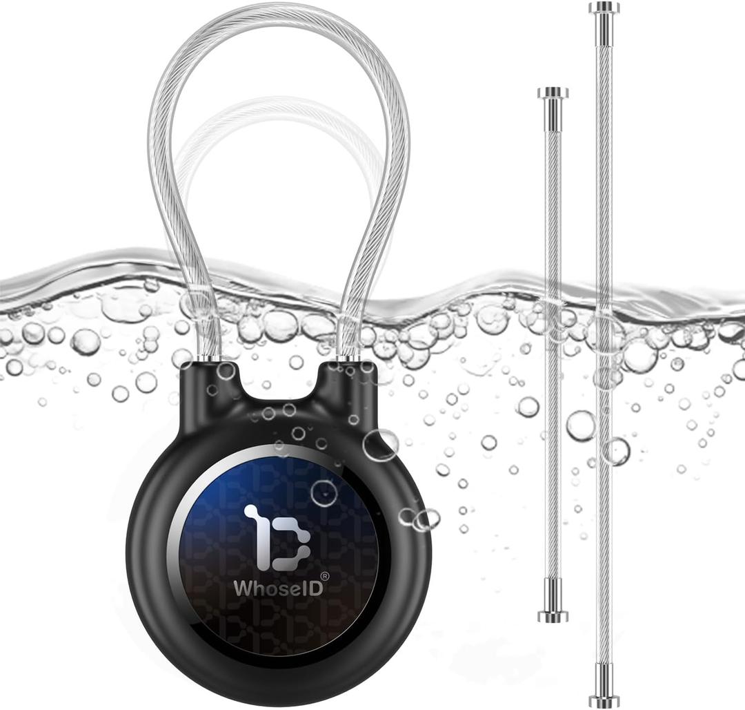 WhoseID Compatible with Apple Airtag Case Keychain Holder, IPX8 Waterproof Air Tag Cases Easy Twist-Off Cap with Durable Matel Keyring for Luggage, Item Finder, Backpack, Kids(Black, 1-Pack)