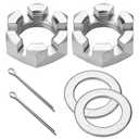 2 Set Trailer Axle Nut Kit Castle Nut Kit- 1 Washer & Cotter Pins Compatible with 1 Shaft Spindle Nut Kit for Trailer, RV and Boats