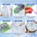 Ferrochef 12 Pcs Blue Floral Hydrangea Diamond Art Coasters Kit, 5D DIY Diamond Coasters Crafts with Tool Kit, Non Slip Cork Coaster for Women Blue Coquette Aesthetic Bow Printed Gift