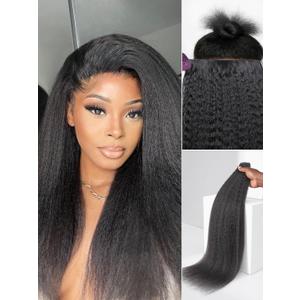 LUVME Invisible Kinky Straight Clip in Hair Extensions Real Human Hair for Women, 14 Inch 110g 6Pcs, Remy Hair Clip Ins, Invisible Clip Ins for Daily Wear & Special Occasions