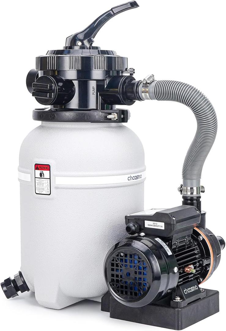 10 Inch Pool Sand Filter Pump for Above Ground Pools, 2220 GPH 1/4 HP Filtration System with 6-Way Valve, 30 lb Tank, Hose Adapters, 115V