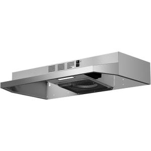 Stainless Steel Under Cabinet Range Hood, Slim Kitchen Vent Hood Ducted/Ductless Convertible with 2 Speed Exhaust Fan, 3-Layer Aluminum Filters,LED Lights (Matte, 30)