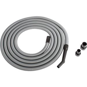 Cen-Tec Systems 30 Ft. Premium Shop Vacuum Extension Hose with 2 tank adapters and 1.25" curved end, Silver