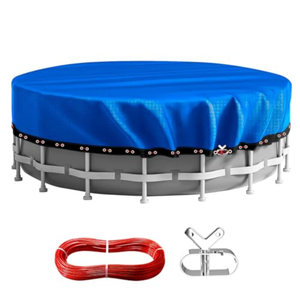 24FT Round Winter Pool Cover,Pool Covers for Above Ground Pools,Heavy Duty Durable PE Material Swimming Pool Covers,Cold-Resistant Anti-UV,Extreme Weather Protection,Winch and Cable Kit-Aibiley