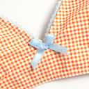ZAFUL Women's V Neck Bikini Set High Waisted Swimsuits Lace Up Bow Decor Cheeky Two Piece Bathing Suit (Orange, M)