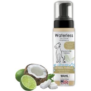 Wahl USA Pet Friendly Waterless No Rinse Shampoo for Animals  Oatmeal & Coconut Lime Verbena for Cleaning, Conditioning, Detangling & Moisturizing Dogs, & Cats  7.1 Oz - Model 820015A (7.1 Fl Oz (Pack of 1))