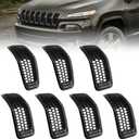 7pcs Grill Mesh Inserts Fit for Jeep Cherokee 2014-2018, Honeycomb Mesh Front Grill Inserts Grille Cover Frame Trims (Bright Black)