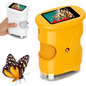 1000X Handheld Microscope, 2026 Upgraded Portable Mini Pocket Microscope with 4k 2.0" Screen, Digital Magnifying Glass Scope Science Kits for Home School Lab (Orange)