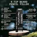 Striking Viking 2 Pack Beard Pencil Filler for Men with 4 Tips (Jet Black) - Fill, Shape & Define with this Long-Lasting, Waterproof Beard Pen Kit Including Brush