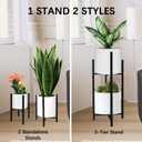 Plant Stand 2 Tier for Indoor Outdoor, Adjustable Metal Plant Holder, Heavy Duty Potted Flower Holder, Plant Pot Shelf, Fits 8-12 Inches Pot, Display Racks for Home