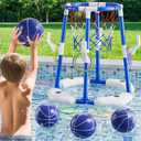 MSKOLER Pool Basketball Hoop, 2 in 1 Floating Pool Toys with 4 Balls and Inflatable Pump, Indoor Outdoor Water Basketball Swimming Pool Games Gifts Toys for Kids Ages 4-8 8-12