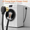 10 ft 4 Prong Dryer Cord, 30Amp 10 Gauge Dryer Power Cord Replacement, Pure Copper 4-Wire Dryer Cord with NEMA 14-30P Plug and O-Ring Terminals, 250V 7500W, ETL Listed, Black STW