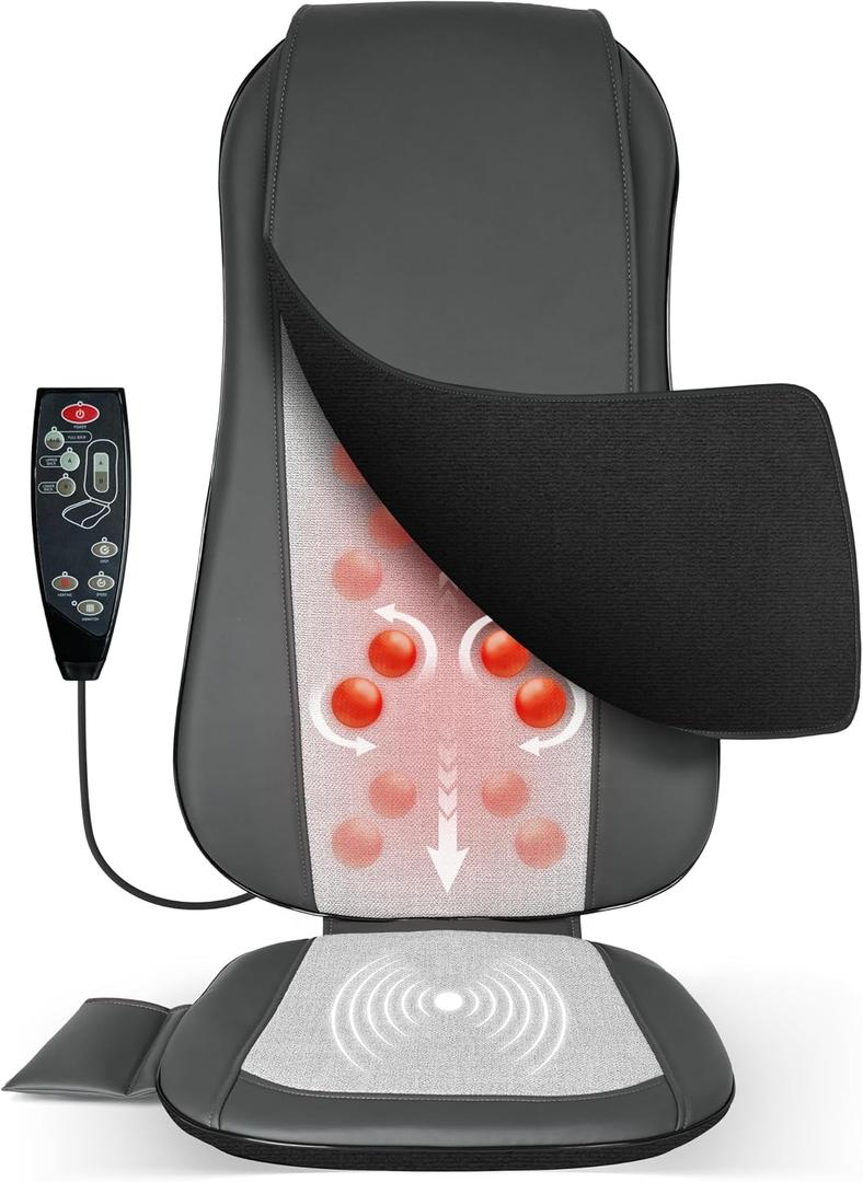 COMFIER Back Massager with Heat, Full Back Massager for Chair with 2 Shiatsu Speeds, Heated Chair Massage Pad with Spot, Massage Seat Pad for Home Office use, Gifts for Women Men Mom Dad