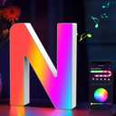 Light Up Letters Marquee Letter - Music Sync RGB Color Changing LED Lights Letter Logo Game Lights for Girls Women Party Birthday Christmas Valentine's Day Wall Desktop Decoration (MRGB-N)