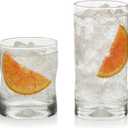 Libbey Impressions 16-Piece Tumbler and Rocks Clear Drinking Glasses, 8 16.7oz & 8 12oz Double Old-Fashioned Glass Drinking Cups Set