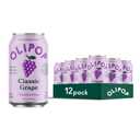 OLIPOP Prebiotic Soda Pop, Classic Grape, Pantry Pack Packed with Prebiotics, Fiber, and Botanicals, Gluten Free, Vegan, GMO Free, 12oz (12-Cans) (EXP 01/16/27)