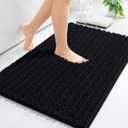 Arotive Luxury Chenille Bathroom Rug Mat, Extra Soft Thick Absorbent Shaggy Bath Rugs, Non-Slip Machine Wash Dry, Plush Bath Mats for Bathroom, Shower and Tub, 30x20, Black