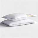 Ultra Thin Flat Soft Bed Pillows Standard Size Set of 2 Pack for Sleeping, Hypoallergenic Squishy Pillow for Stomach Back Sleeper, Machine Washable White Striped 20x26 inches