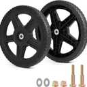 14 Inch Lawn Mower Wheels Kits Universal 14" Push Mower Wheels with 1/2" Bearing, Bolts & Nuts, Plastic Replacement Tires for Most Standard Garden Tiller, Pressure Washer, Handtruck, 2 Pack (Black)
