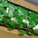 Expandable Faux Ivy Fence,Artificial Privacy Screen Decor for Outdoor Wall, Balcony and Patio, Single Sided Leaves (2,White Flower) 46"L x 14"W