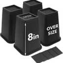 Bed Risers 8 Inch Heavy Duty, 4 Pack Furniture Risers for Dorm Twin XL Table Desk Sofa Couch Cabinet Bed Frame, Black Bed Lifts Risers