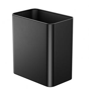 Veelesa Small Bathroom Trash Can 2.4 Gallon Wastebasket, Slim Metal Garbage Can Matte Black Stainless Steel Trash Bin for Bedroom, Office, Kitchen, Toilet, Rv, Near Desk, Under Sink