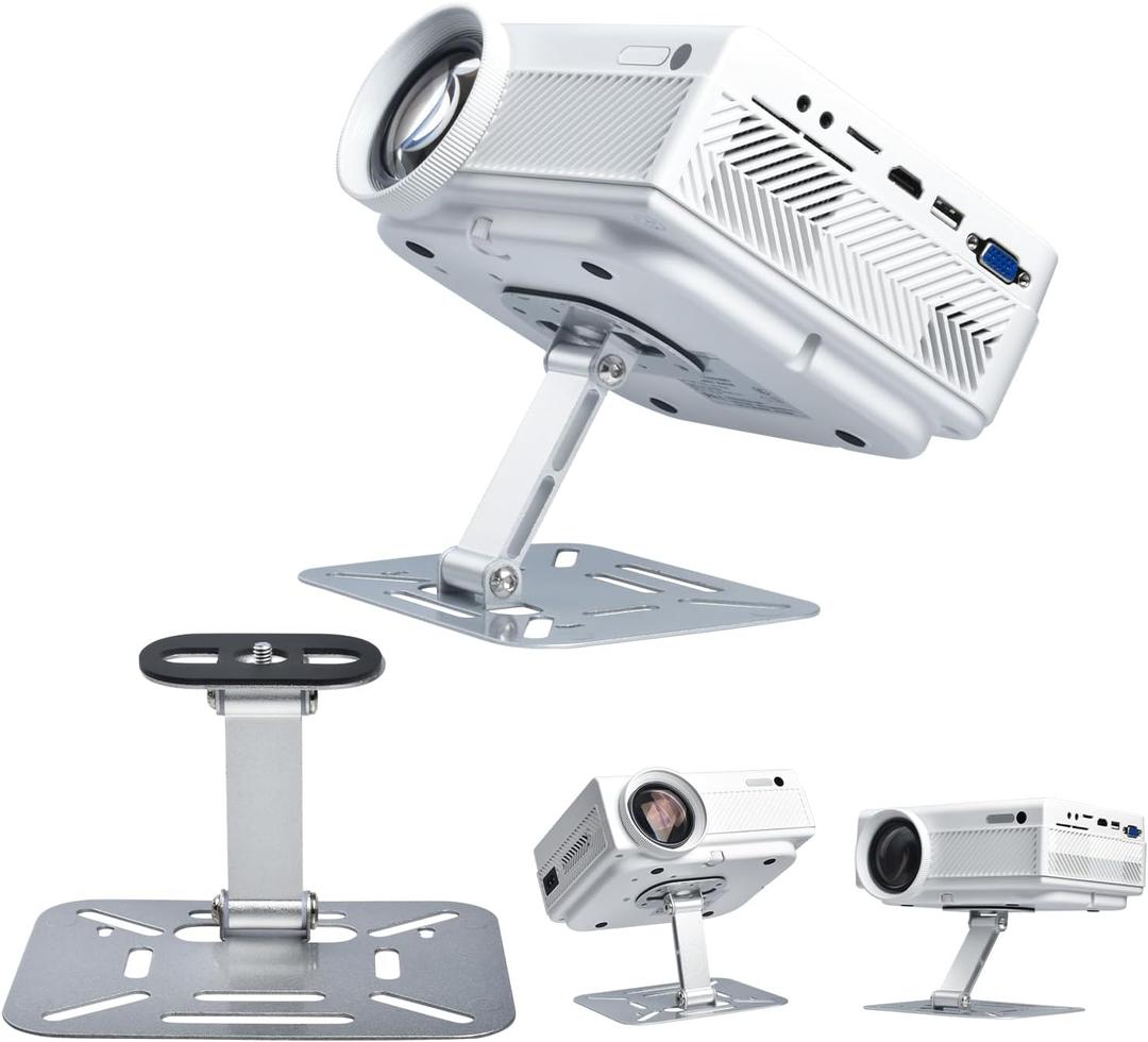 Projector Stand Table, Desktop Foldable Stand, Projector Ceiling Mount, Easy Setup with 180-Degree Adjustment, Compatible w HAPPRUN, TMY, PANSEBA, AuKing, YABER, ONOAYO and Most (Silver)